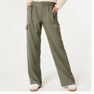 Hollister Livvy Ultra High-Rise Wide-leg Green Cargo Pants  Size Large